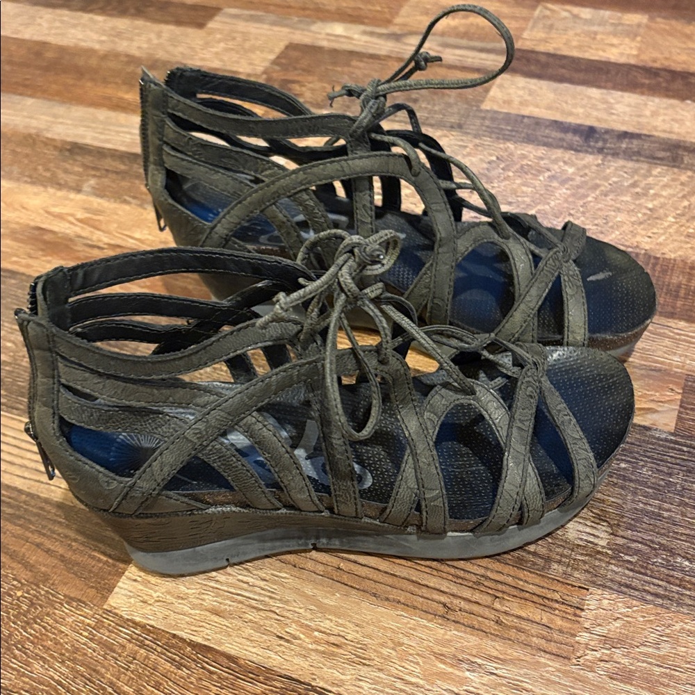 OTBT Olive Lace-Up Wedge Sandals